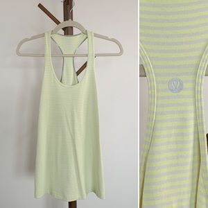 LULULEMON Cool Racerback Tank Slope Stripe Polar Cream Clarity Yellow Size 6